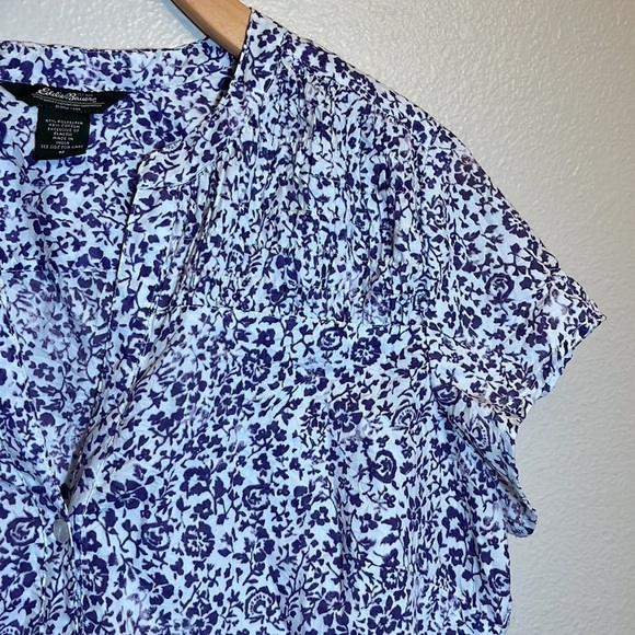 Eddie Bauer Purple Floral Button Down Shirt - Picture 4 of 10